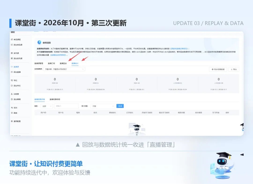 课堂街10月第三次功能更新丨把「提醒、试看、投屏、售后」全补齐了 第 3 张 课堂街10月第三次功能更新丨把「提醒、试看、投屏、售后」全补齐了 第 3 张