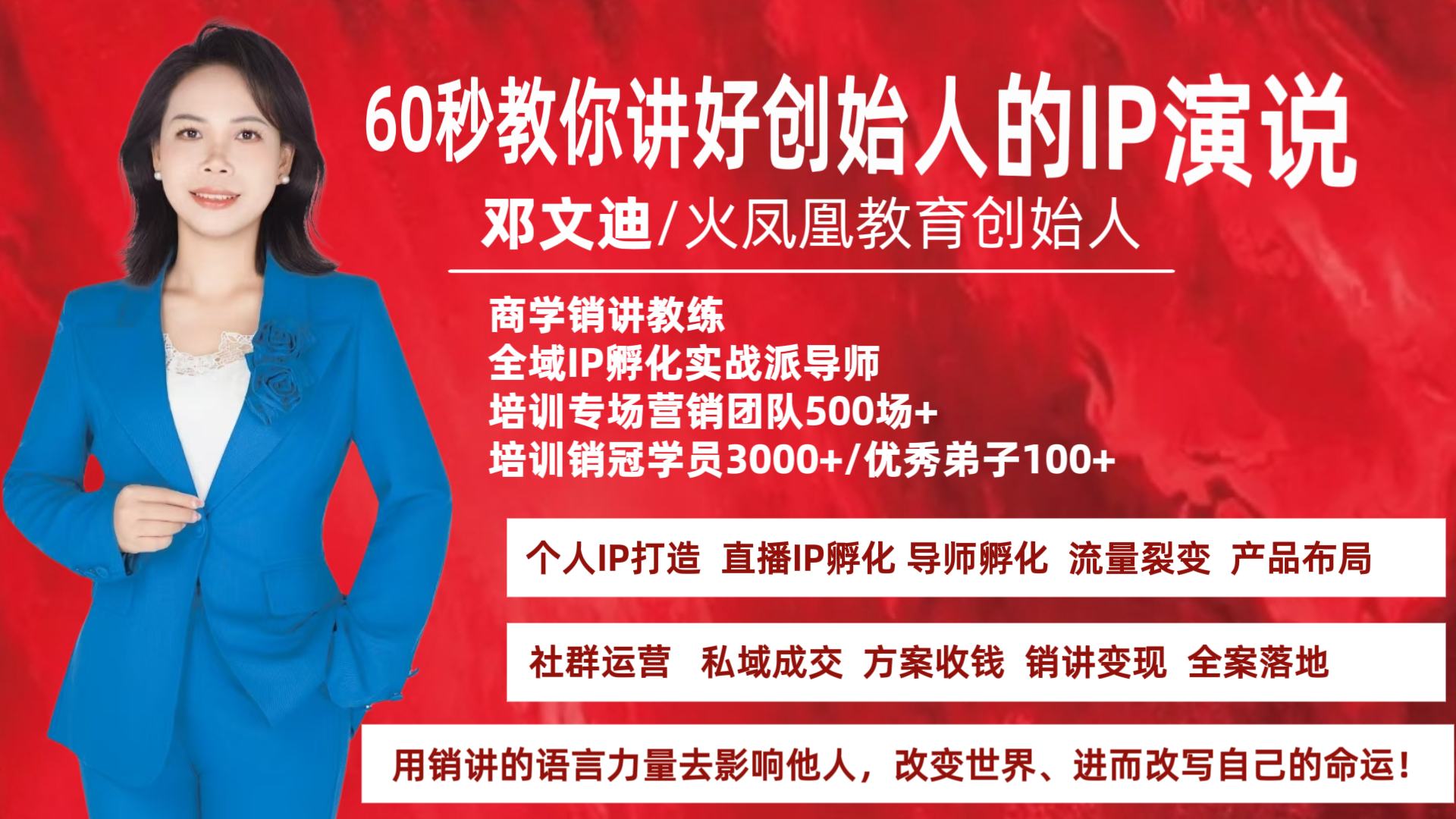 邓文迪老师：60秒教你讲好创始人IP演说