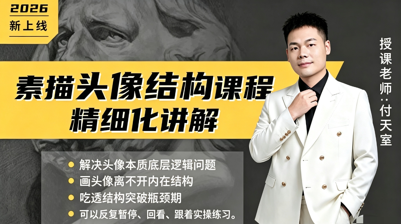 付天室素描头像硬核结构 系统网课